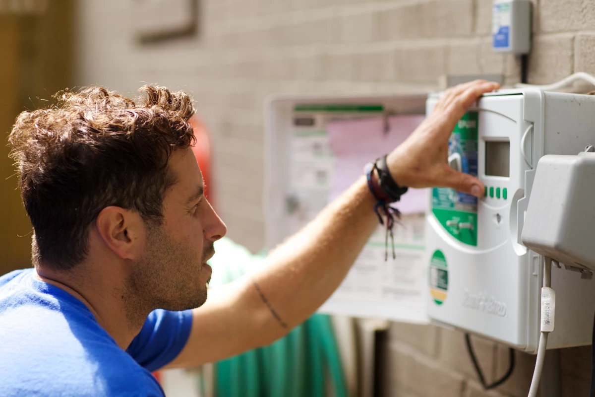 Worker inspecting